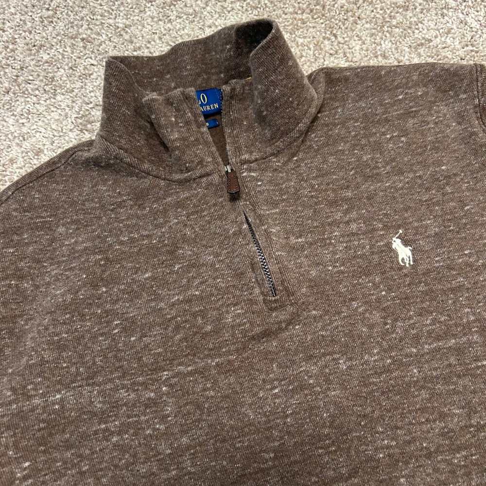 Polo Ralph Lauren Estate Rib Quarter Zip Pullover Men's Size Large Brown Pony